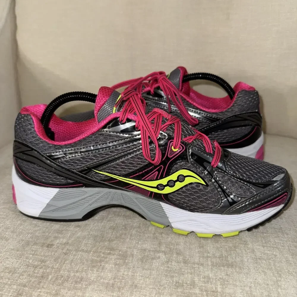 Saucony Guide 6 Womens Gray/Pink/Yellow Sneakers Running Shoe Size 10.5 EUC